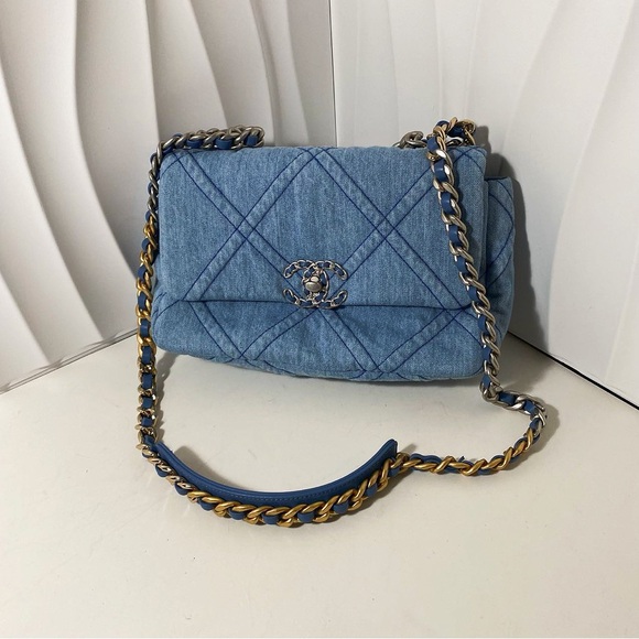 CHANEL Handbags - CHANEL 19 Handbag Medium Blue Denim
